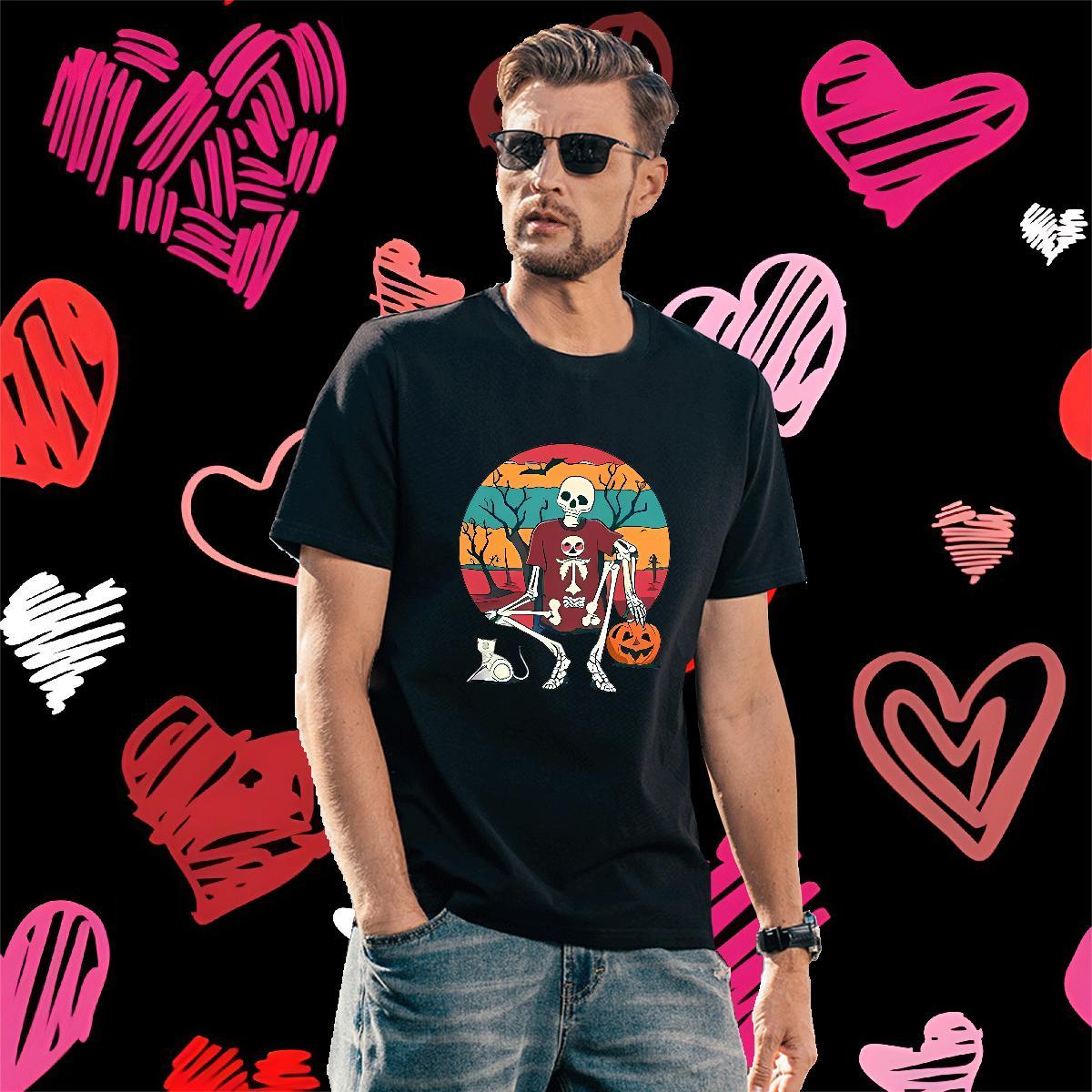 Designer T shirt 230g Cotton halloween Beach Anime Print O Neck Short Sleeves Men Tees Classic Casual Polos
