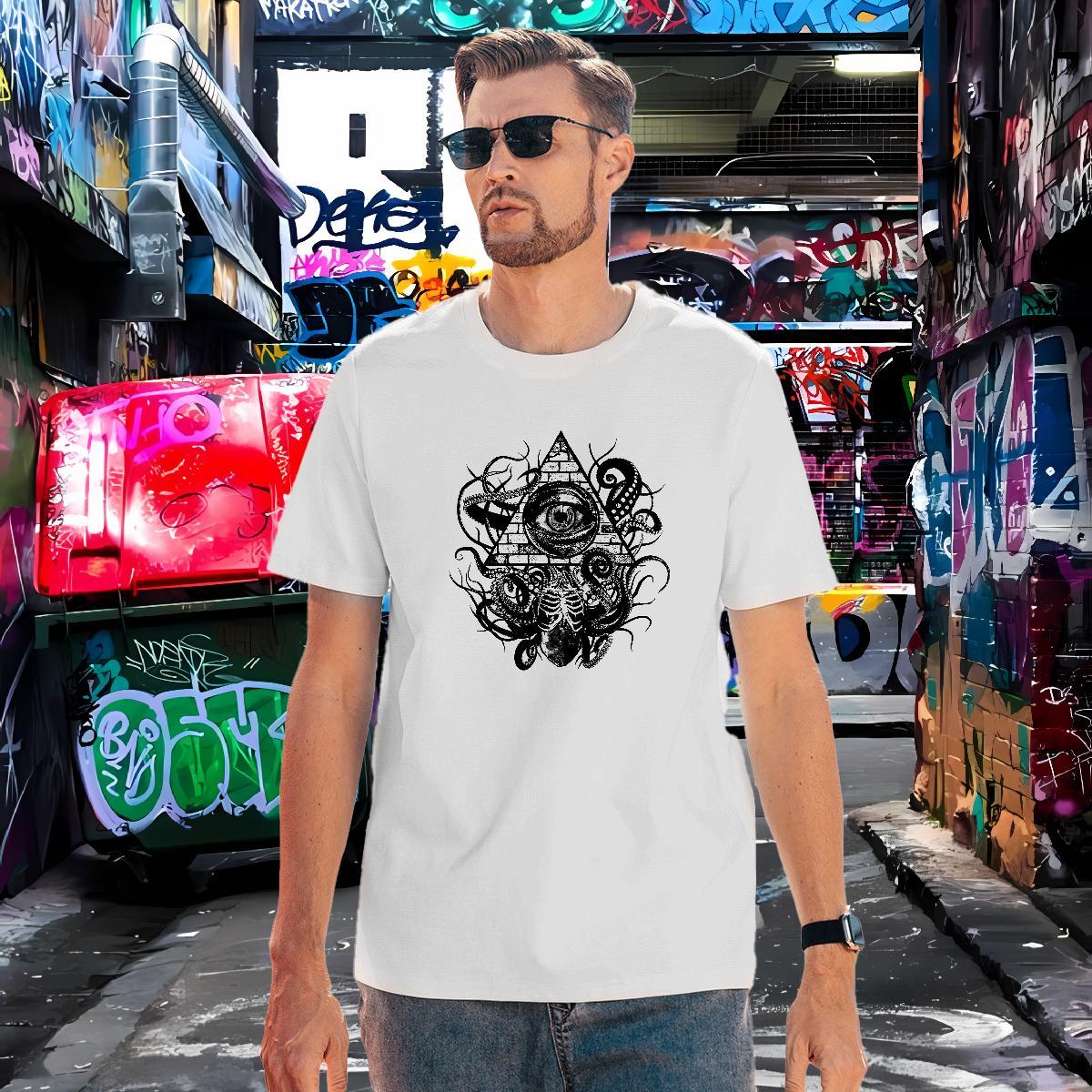 Popular Man T Shirts 230g Pure Cotton eye of the devil Hip Hop Custom Printing Round Neck Short Sleeve Men Tshirts DIY Customized Tops Tees