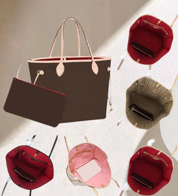 Totes lattice 2pcs set designers bag Women Double handbags luxurys ladies Shoulder Bags lady clutch purse retro tote female purse wallet handbag 32cm