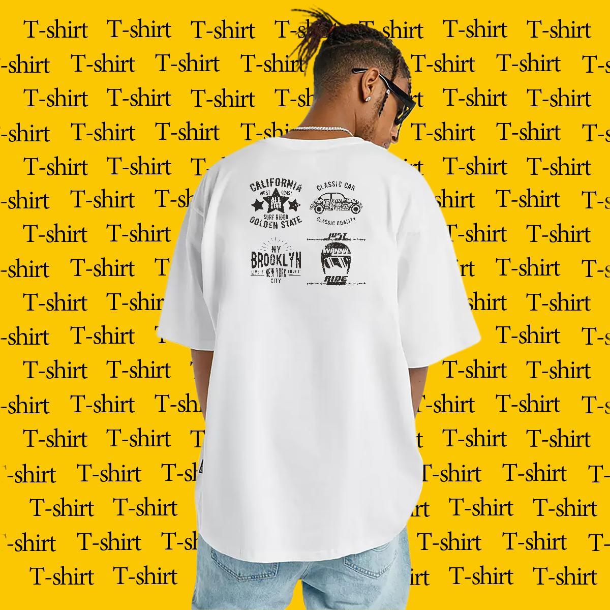 Free Shipping T shirt 100% Cotton 230g letter Street Oversized 3XL 4XL Breathable Short Sleeve Tshirts Fashion Tops