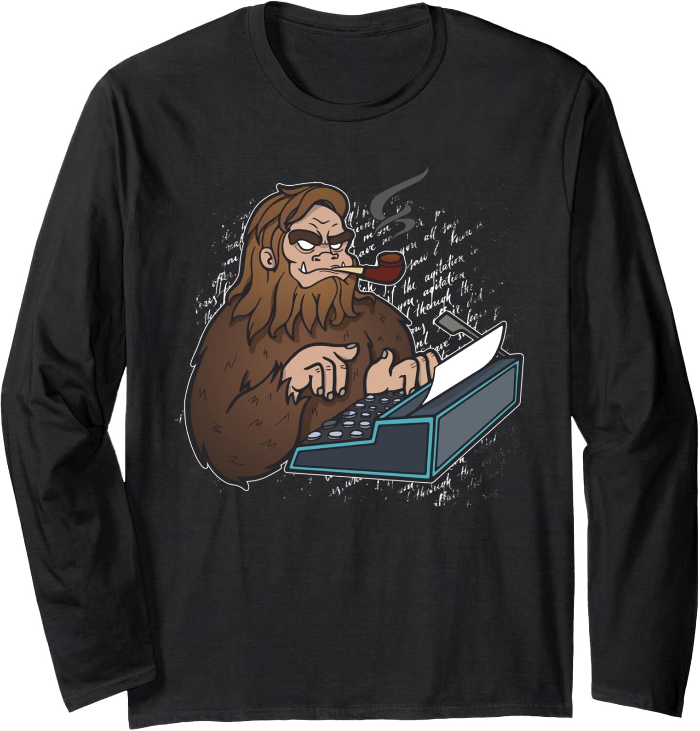 Long Sleeve Shirts for Men sweatshirt Bigfoot Writing Typing Paperwork Funny Writer Gift Long Sleeve Tee Streetwear Casual tops clothes