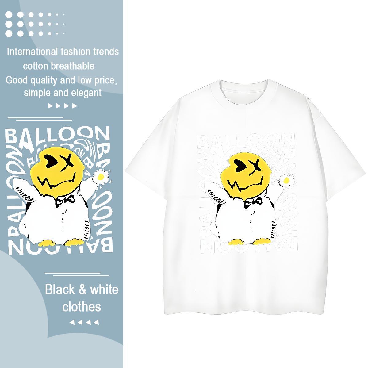Wholesale Womens Tshirts 230g 100% Cotton letter Street Casual T shirt Crew Neck Breathable DIY Printed Top Tees