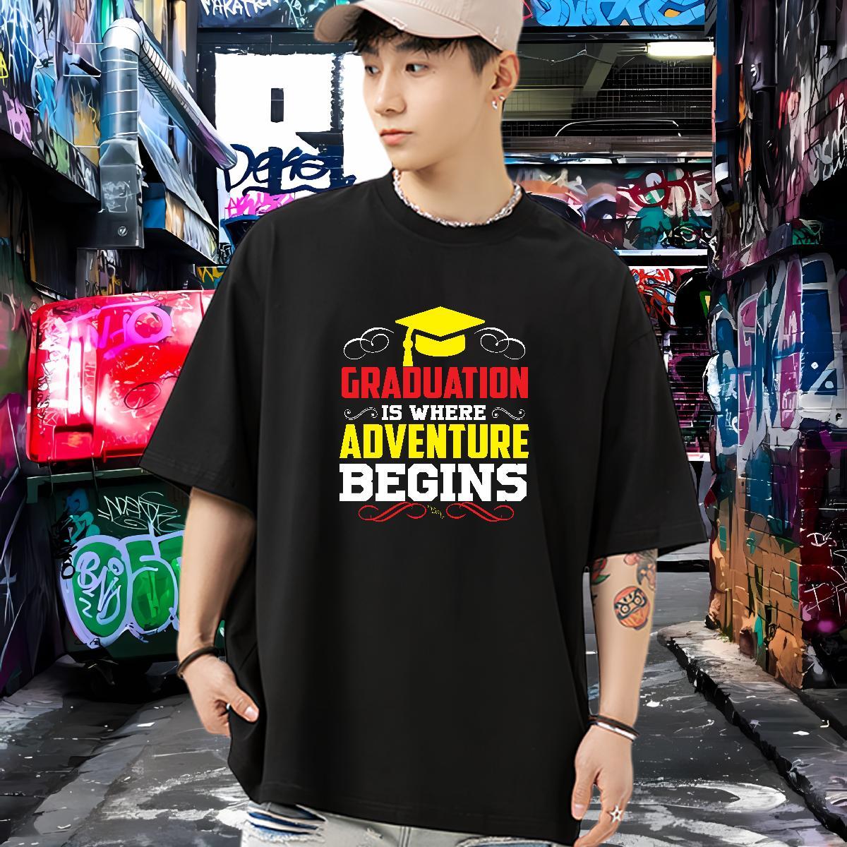 Unisex T Shirt For Man 100% Cotton 230g Graduation Outdoor Plus Size Custom Breathable Soft Tshirts New Tee Shirt