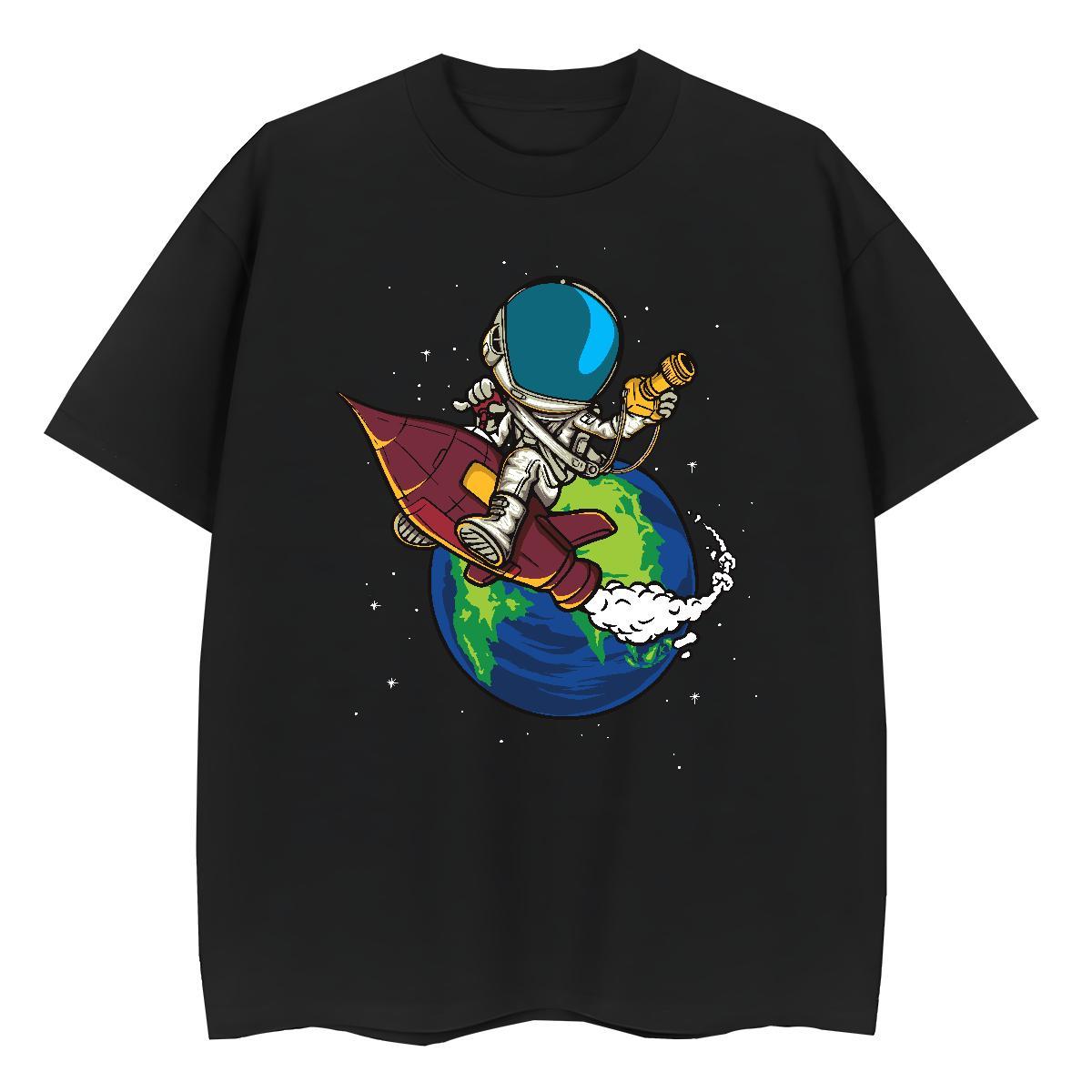 Brand Unisex Tshirts 230g Pure Cotton cosmonaut Home Outdoor T shirt Breathable Short Sleeve Custom Printing Wear
