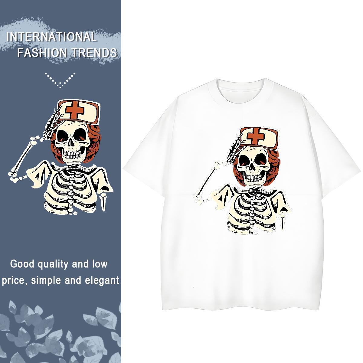 Comfortable Man T Shirts 230g Pure Cotton skull Home Outdoor Custom Print Oversized Short Sleeve O-Neck Tshirt for Man Woman Stylist Tops Tees