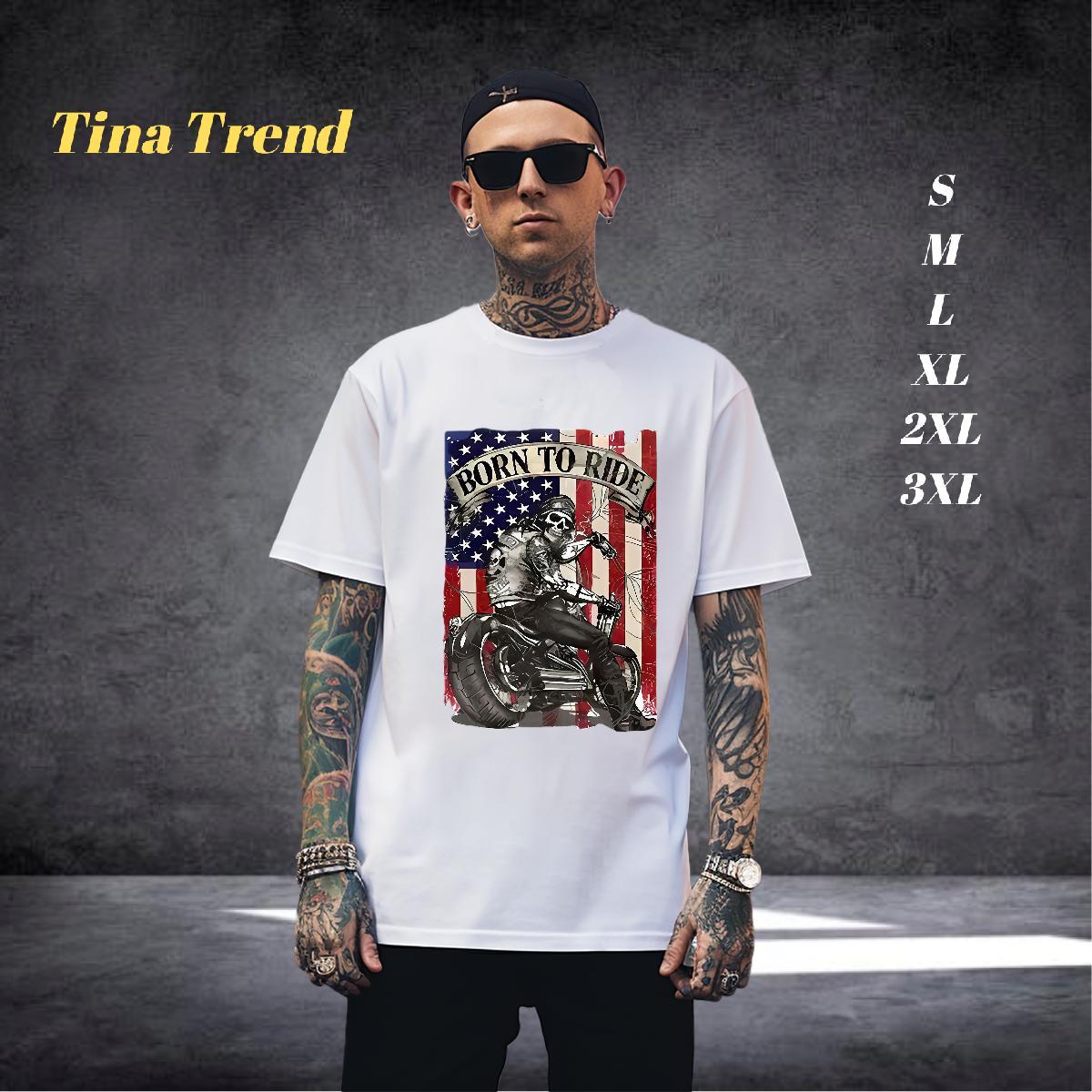 Loose T Shirts Men 230g Cotton skull Beach DIY Printed Crew Neck Breathable Tshirts Classic Casual Tops Shirt