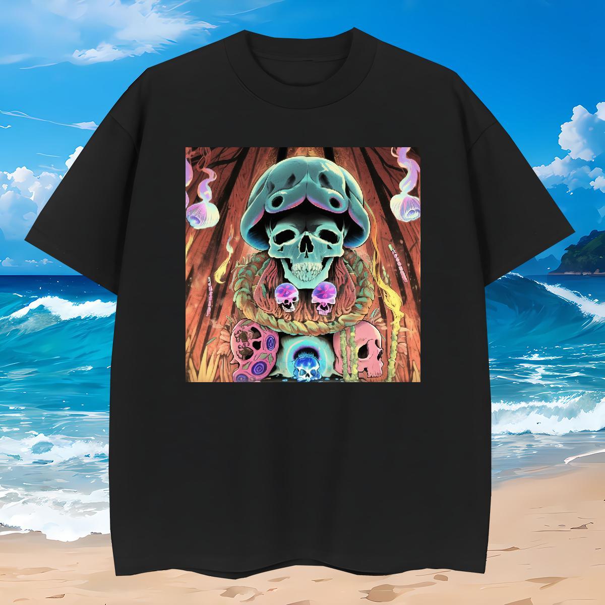 Free Shipping T-Shirts 230g Cotton skull Sports Casual White Plus Size Crew Neck Men Tshirts Wholesale Tee Shirt