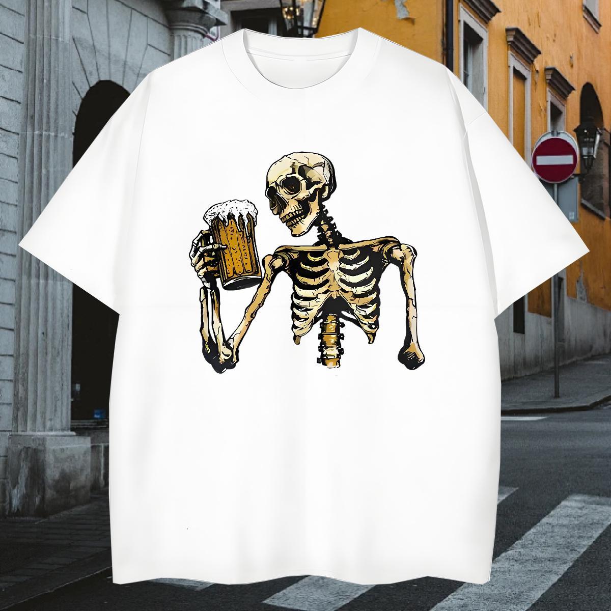 Loose Fit T Shirts Men 230g Cotton beer Daily Outfit Asian Size Breathable Short Sleeve Couples T Shirts 2024 New Polos
