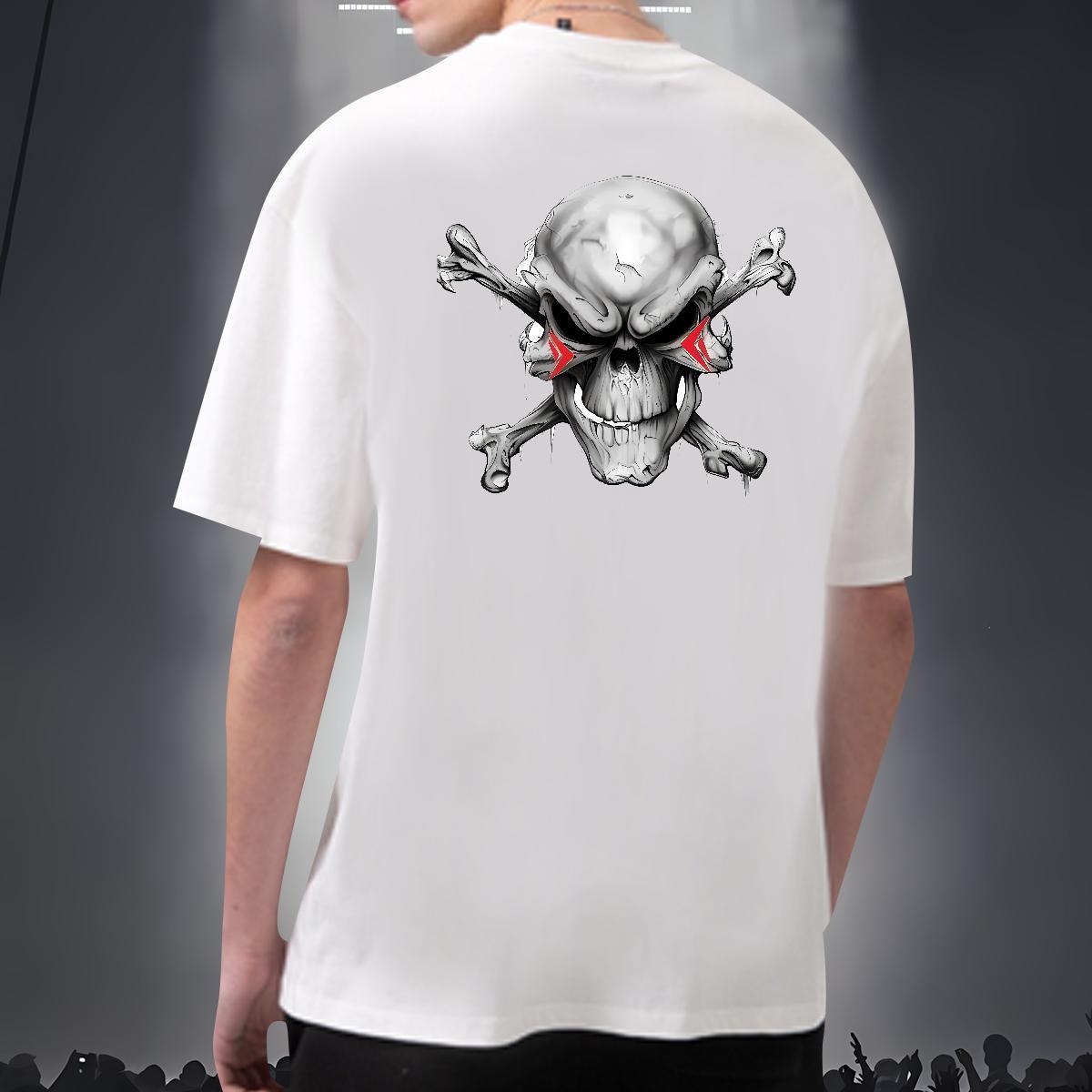 Cool Man T Shirts 230g 100% Cotton skull Spring Summer Asian Size Breathable Men Tshirts Classic Casual Clothes