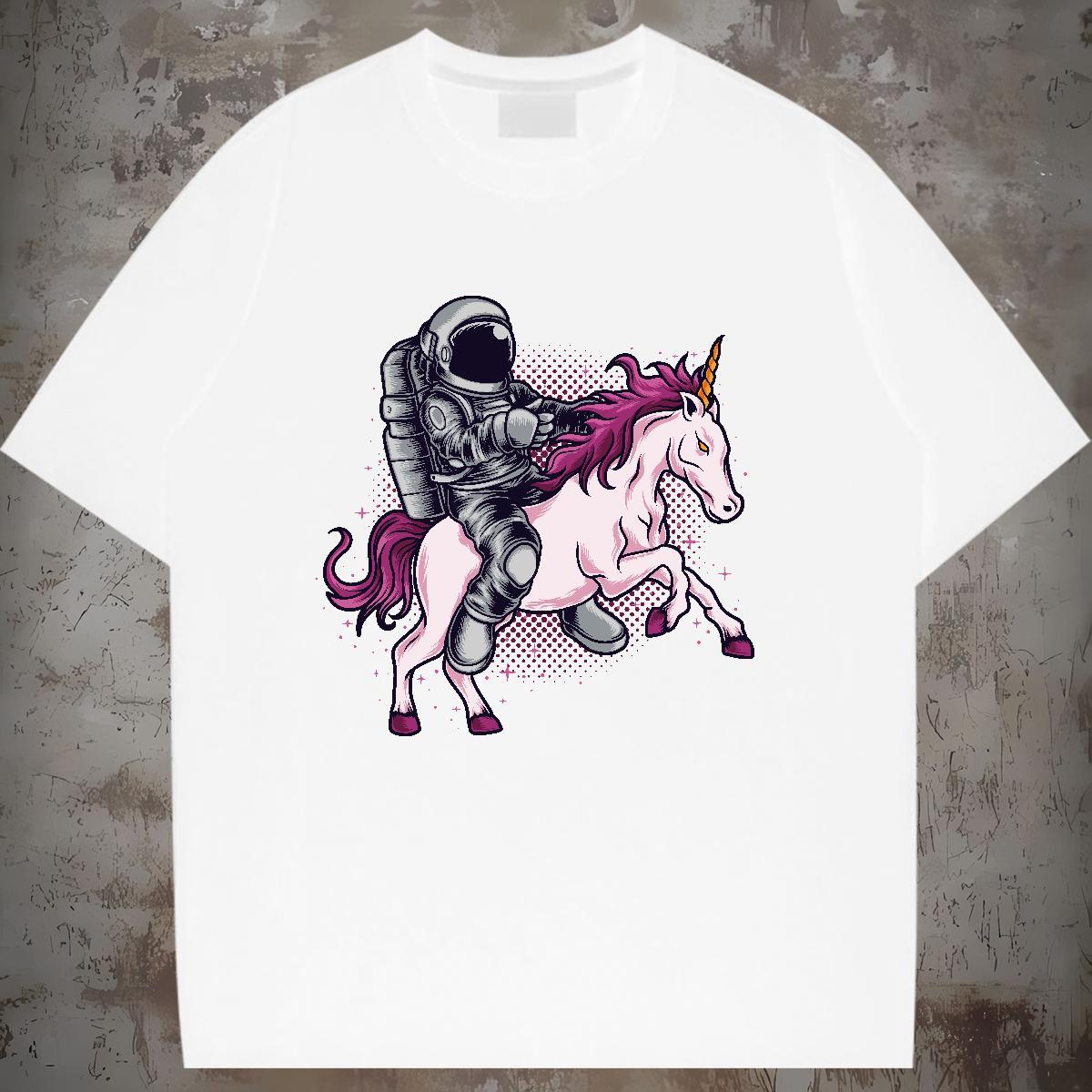 High quality Couples T Shirts 230g 100% Cotton universe Street Wear Womens T Shirts Breathable Crew Neck Custom Cartoon Tees