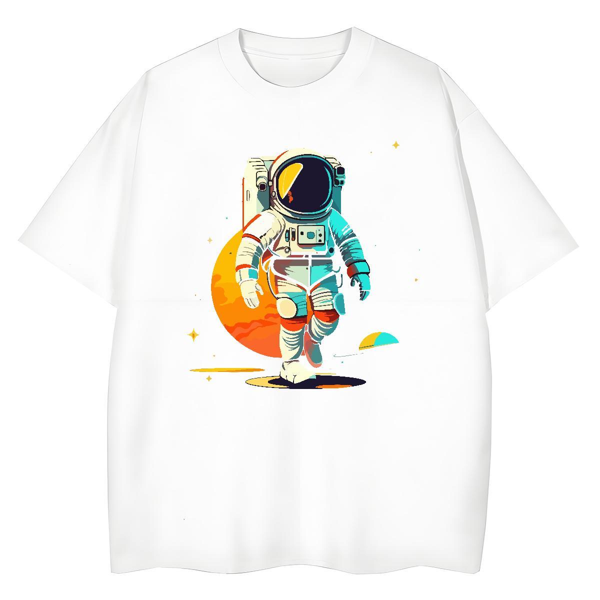 Loose fit Women Tshirts 230g 100% Cotton universe Casual Sport T shirt Short sleeve Soft White Plus Size Tee Shirt