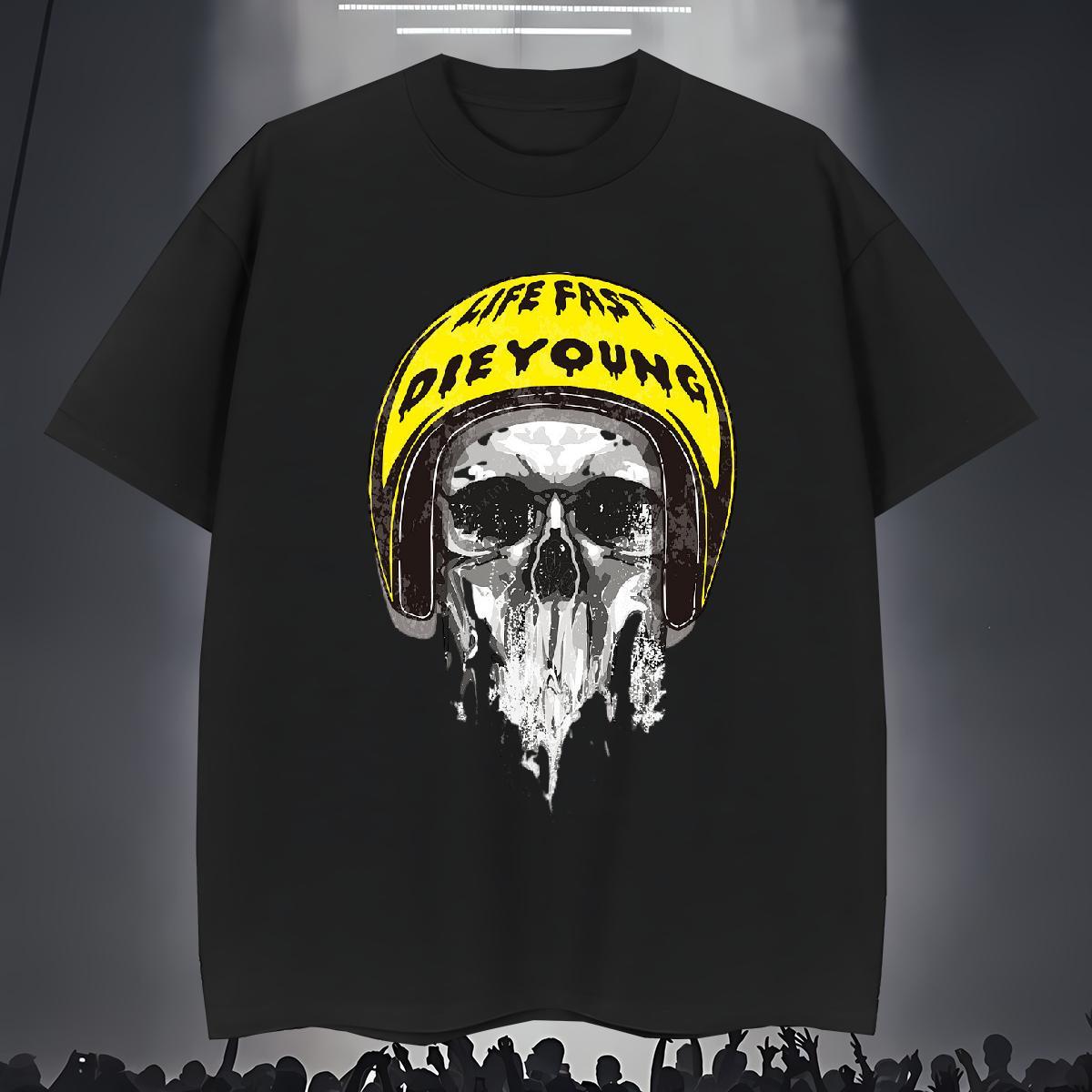 Unisex T Shirt For Man 230g Cotton skull Street Wear Asian Size Breathable Men Clothes T-Shirt DIY Customized Tops Tees