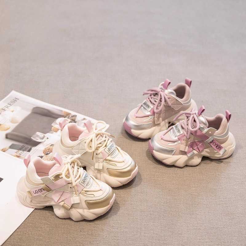 Athletic Outdoor Girl Dad New 2024 Childrens Bowl Noodles Spring and Autumn Girls Baby Sports Anti slip Lightweight Casual Shoes C260130