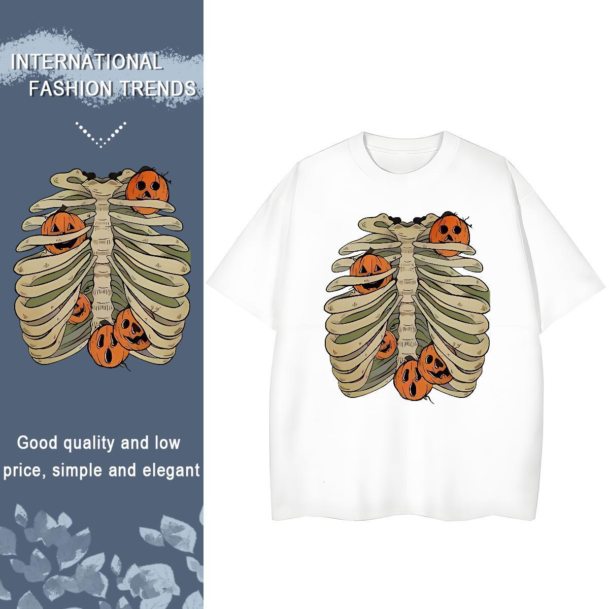 Unisex Men T Shirts 100% Cotton 230g pumpkin Casual Anime Print Short Sleeve O-Neck Tshirt for Man Woman Fashion Design Clothings