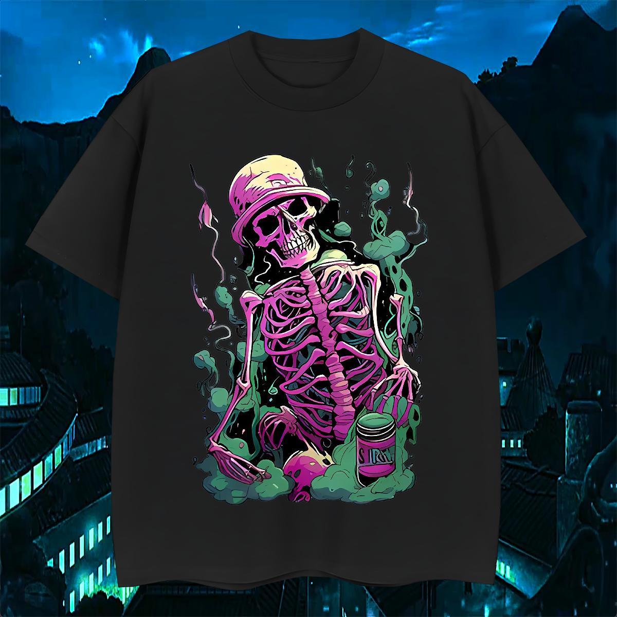Cool Design Mens T Shirts 230g 100% Cotton skull Hip Hop Street DIY Printed Breathable Short Sleeve Men Tshirts Stylist Tees Shirts
