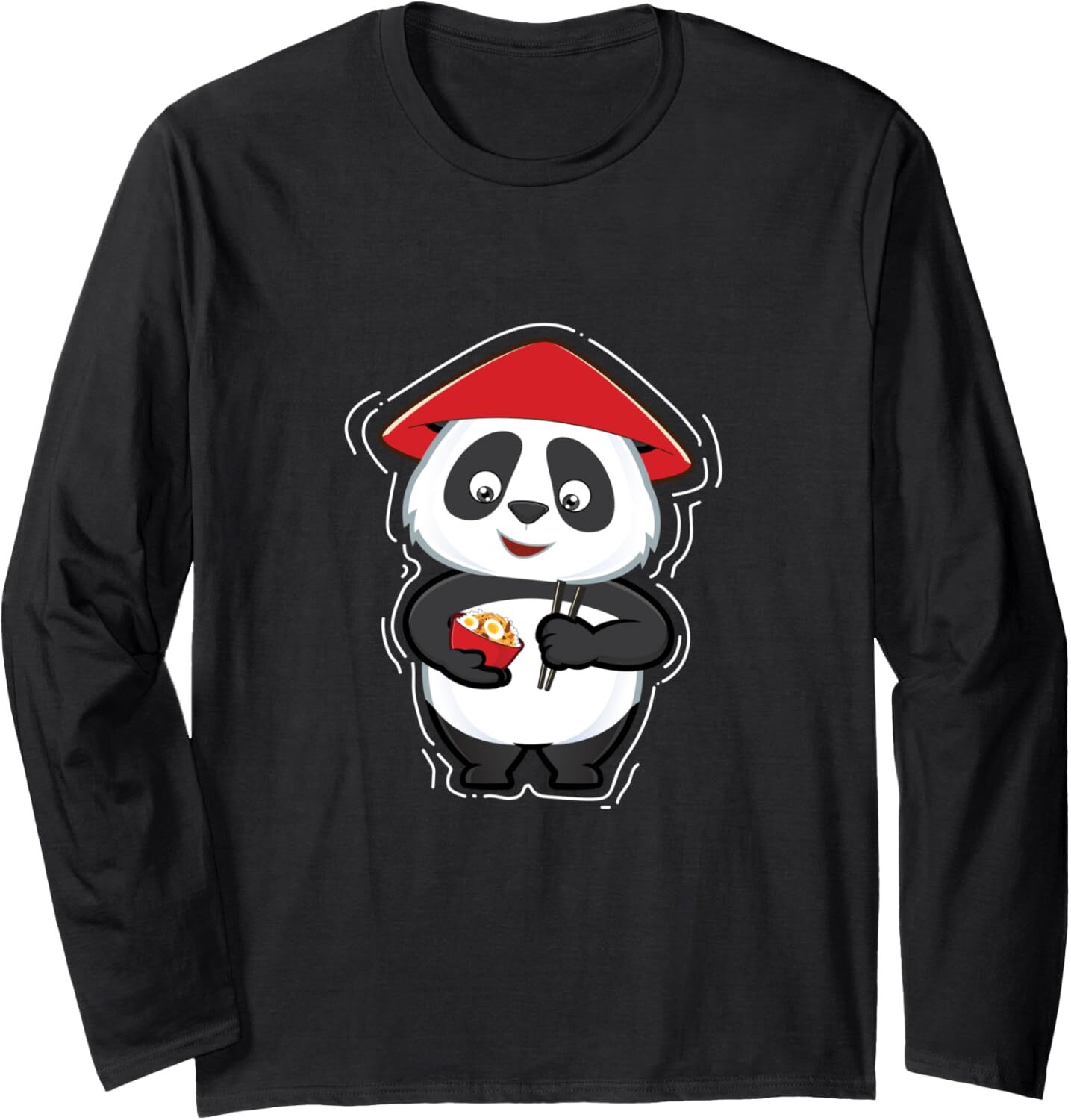 Long Sleeve Shirts for Men sweatshirt Cute Panda Eating noodle Eggs with Chopsticks Gift Long Sleeve Tee Streetwear Casual tops clothes