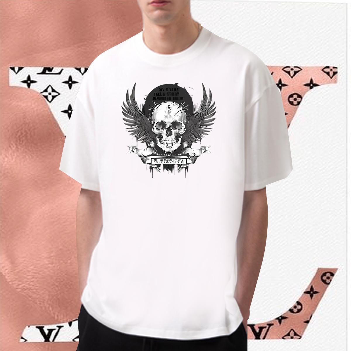 TOP Quality T-Shirts for Men 230g Pure Cotton wing Hip Hop Asian Size O Neck Short Sleeves Couples T Shirts Fashion Casual Clothes