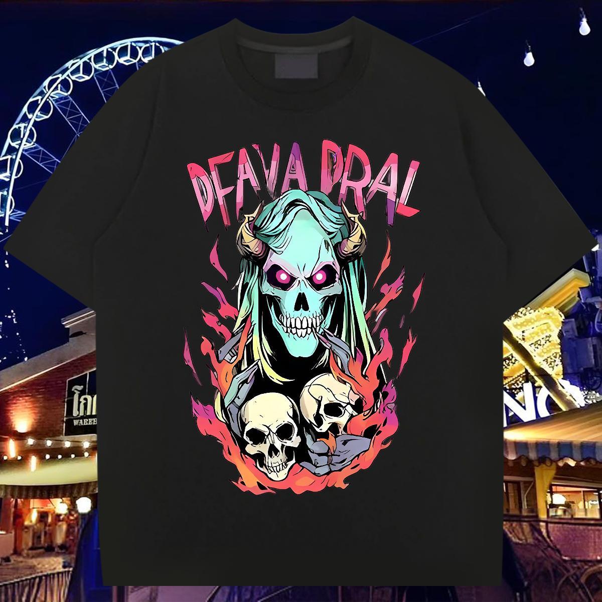 Popular T-Shirts for Men 230g 100% Cotton skull Sports Casual Custom Printed Breathable Short Sleeve Couples T Shirts 2024 DIY Tops Shirt