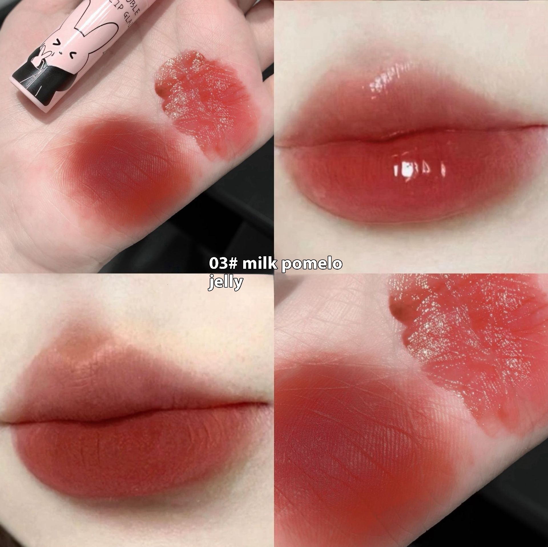 Premium Gege Bear Lip Color Duo: Long Lasting Matte + Silky Smooth Gloss - Perfect Blend of Bold & Natural (Red & White)