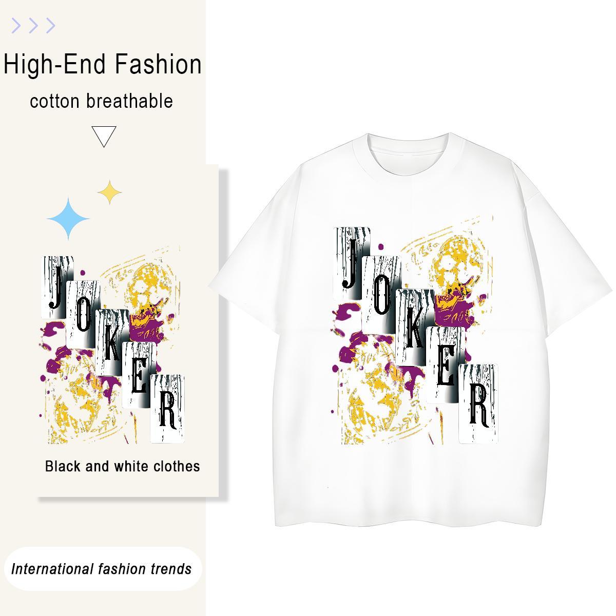 5A Lady T shirt 230g Cotton joker High Street Hip Hop T Shirt For Woman Crew Neck Breathable Black White Tees Shirts
