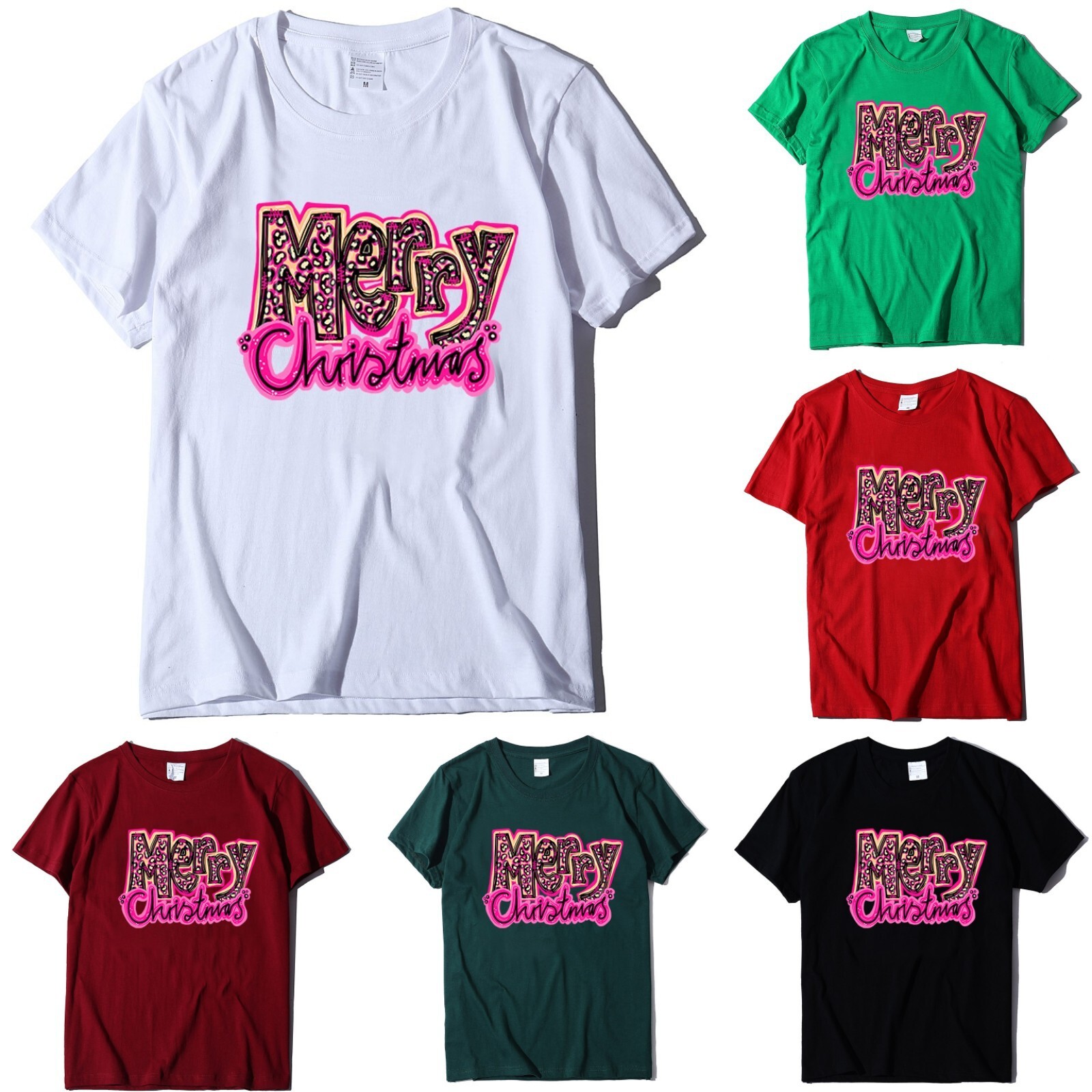 Short sleeved Merry letter printed T-shirt Christmas women's top dongdumaoyi
