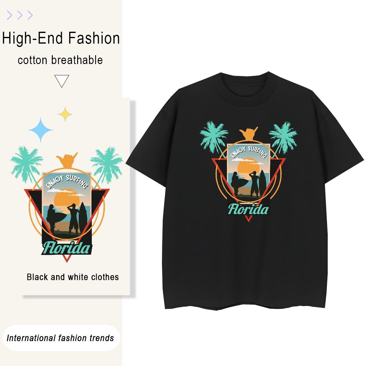 Free Shipping T-Shirts 230g 100% Cotton sea Sport Skull Crew Neck Breathable Men Clothes T-Shirt DIY Clothings