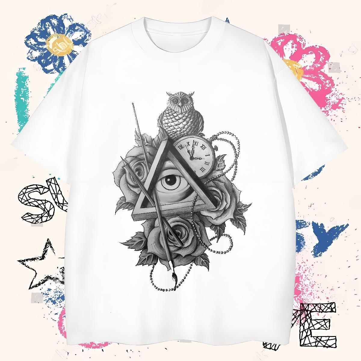 Comfortable T Shirts Men 230g Cotton eye of the devil Home Outdoor Custom Big Size Pure Cotton Men Tshirts Classic Tees