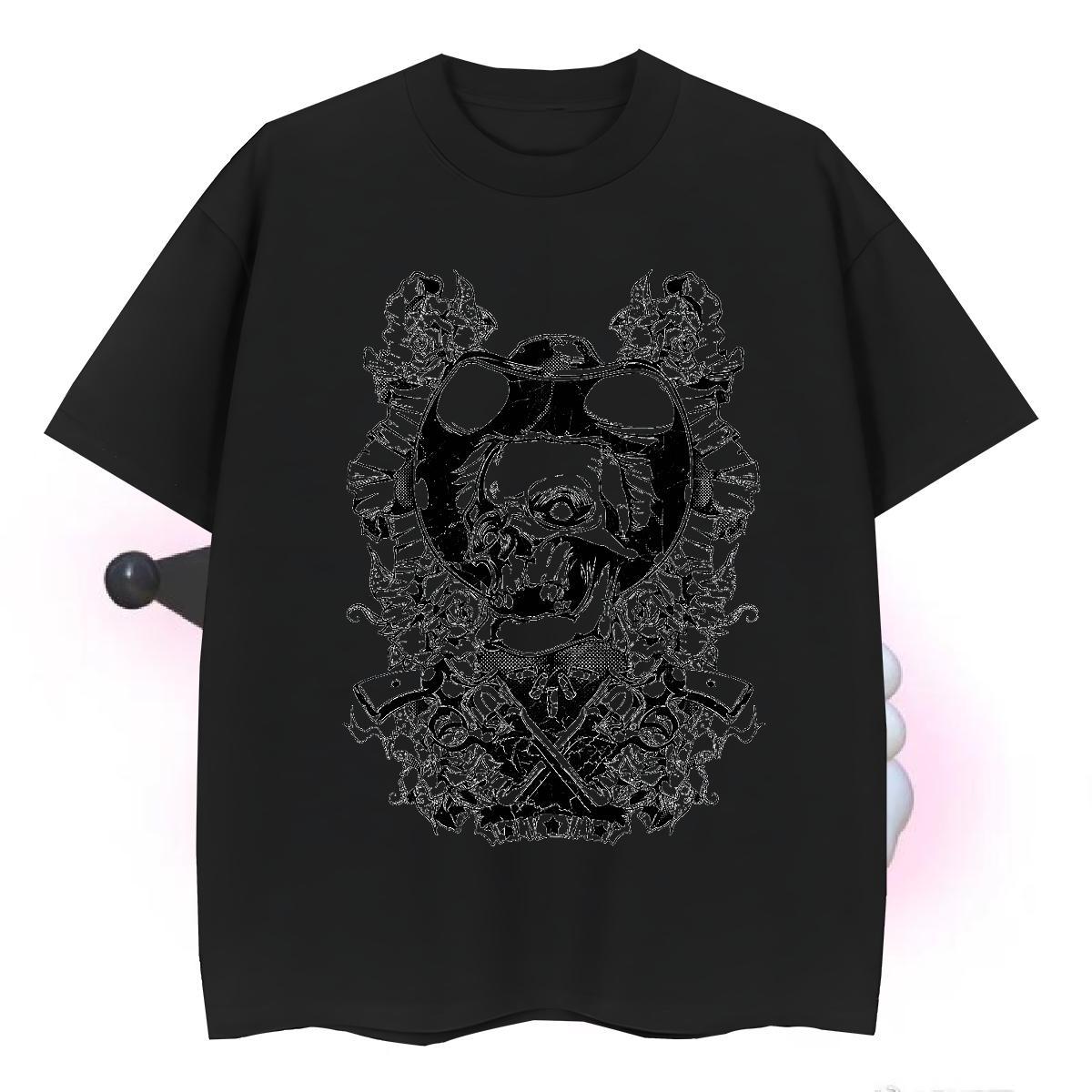 Loose Fit Man T Shirts 100% Cotton 230g skull Daily Wear Anime Breathable Short Sleeve Couples T Shirts Fashion Casual Tee Shirt