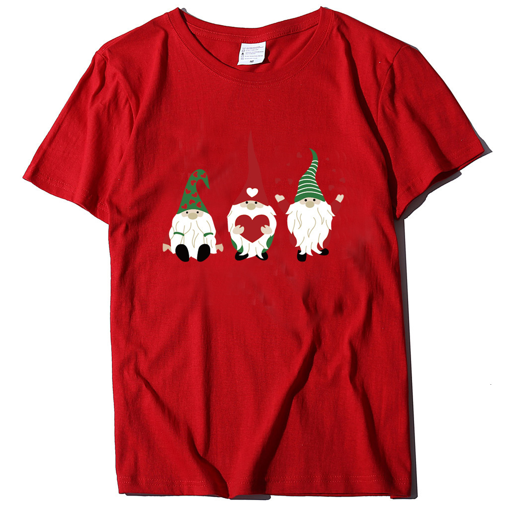Short sleeved women's minimalist T-shirt with three dwarfs' heart print round neck for spring and summer loose fit dongdumaoyi