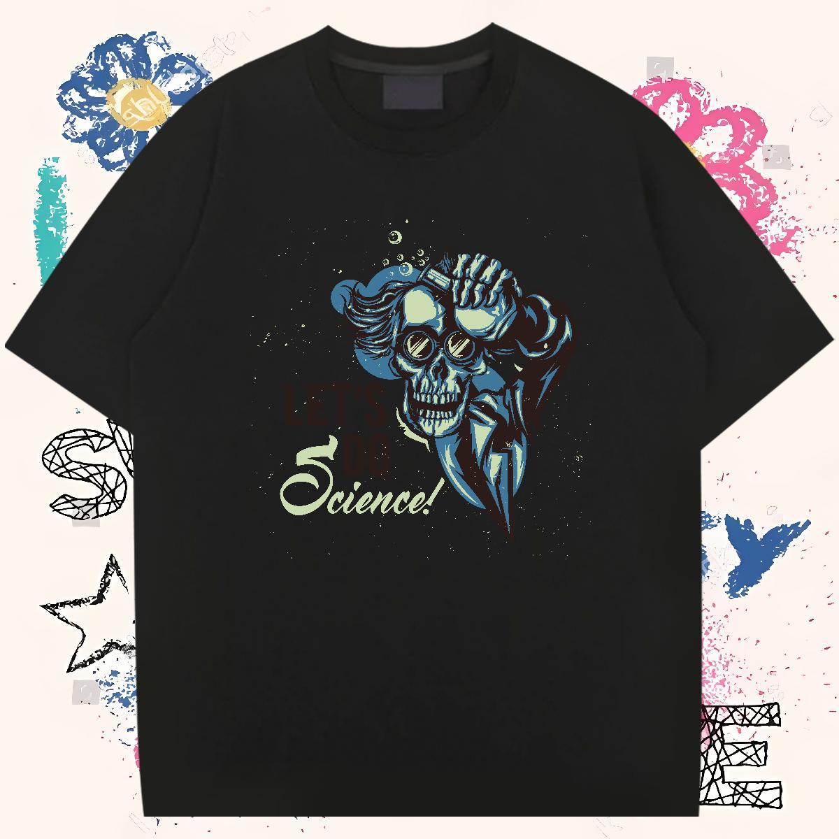 Soft Men T Shirts 230g Pure Cotton skull Casual Beach Custom Big Size Breathable Crew Neck Men Tees Fashion New Wear
