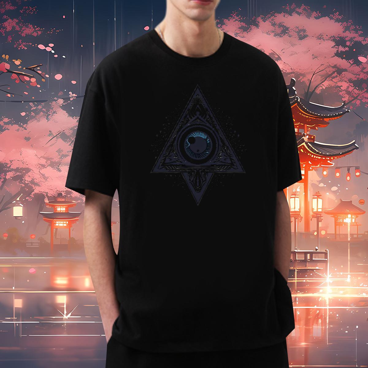 TOP Quality T-Shirts 230g 100% Cotton eye of the devil Casual Beach Asian Size Short Sleeve Soft Tshirt for Man Woman 2024 New Top Tees