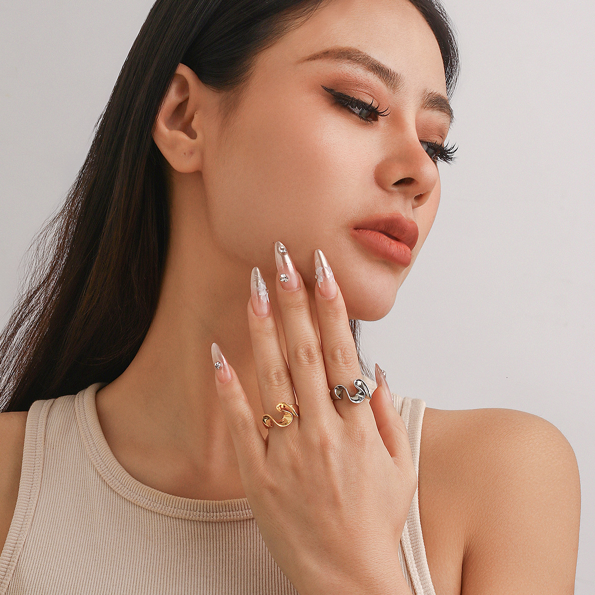Jewelry Baroque Round Irregular Arc Smooth Plain Female Ring