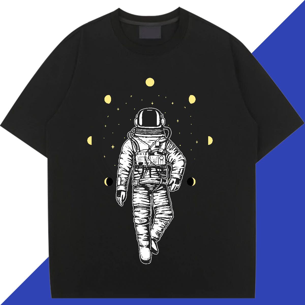 Loose fit Tshirt for Man Woman 230g 100% Cotton cosmonaut Street T Shirts Women Crew Neck Breathable Custom Print Oversized Tops