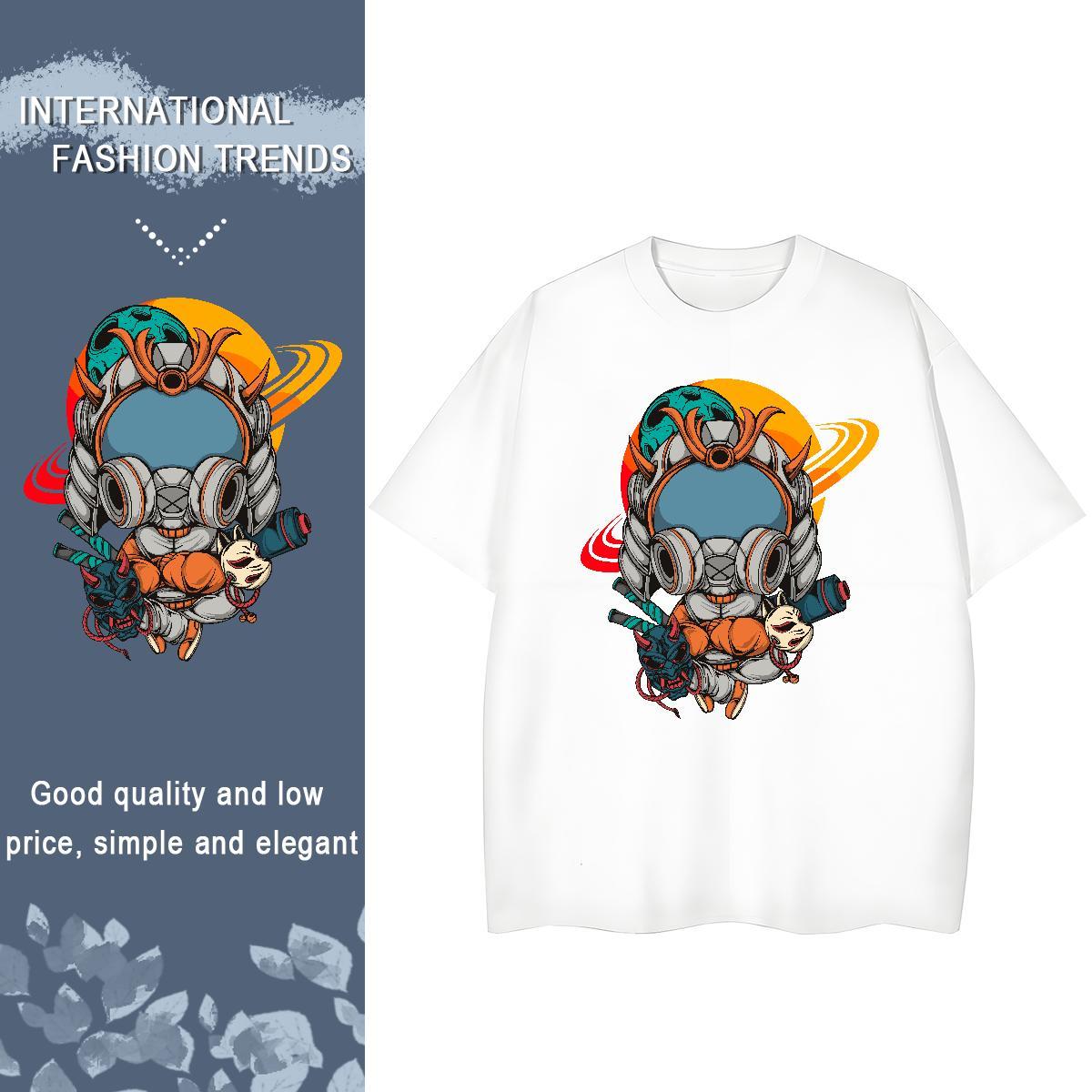 Nice Women Tshirts 230g 100% Cotton cosmonaut Casual Sport T shirt Breathable Crew Neck Customized Print Tops Shirt