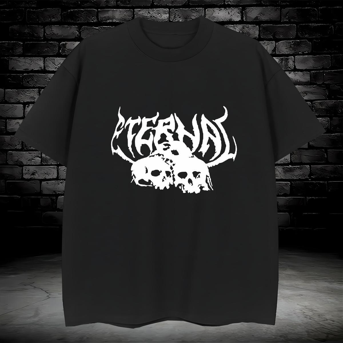 Brand Men T Shirts 230g Cotton skull Hip Hop Street Black White Breathable Crew Neck Men Tshirts Custom Wear