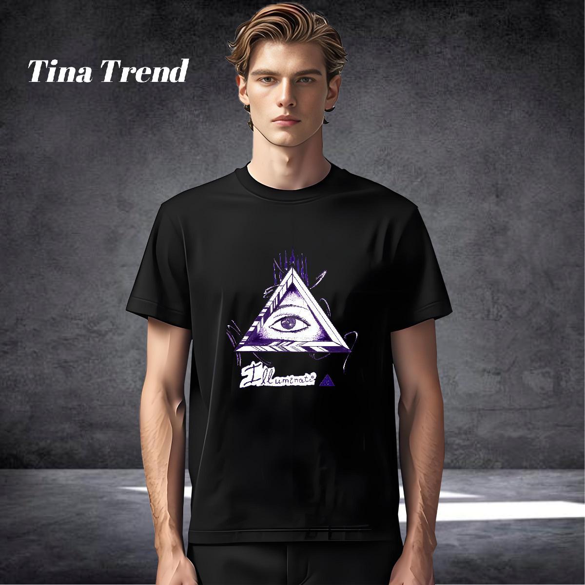 Popular T shirt 230g Pure Cotton eye of the devil Home Outdoor Black Oversized Breathable Crew Neck Men Tops Tees Brand Tees Shirts
