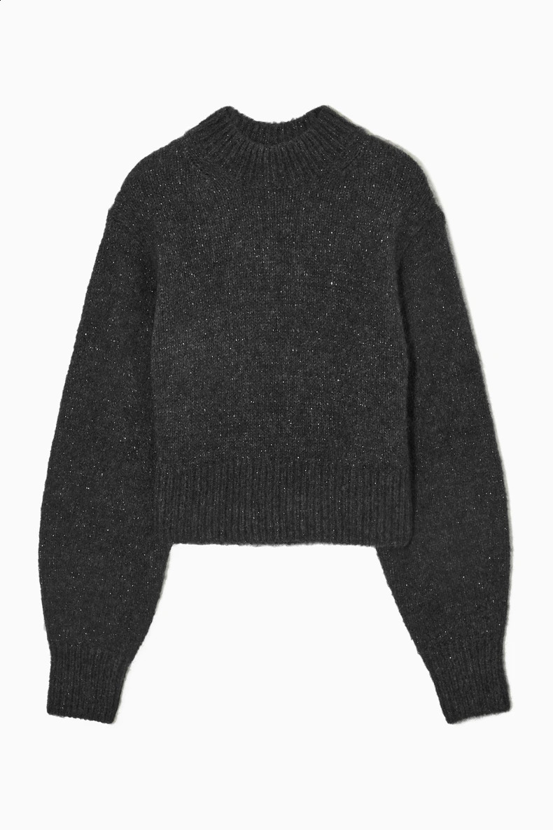 Ethereal winter style of Short wool blend soft daily sweater 240824