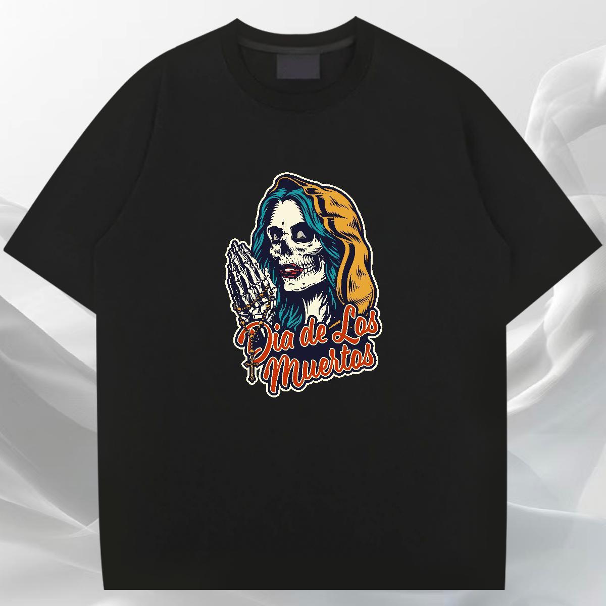 Popular T shirt 230g Pure Cotton skull Daily Outfit Custom Printed O Neck Short Sleeves Couples T Shirts Factory Direct Tops Tees