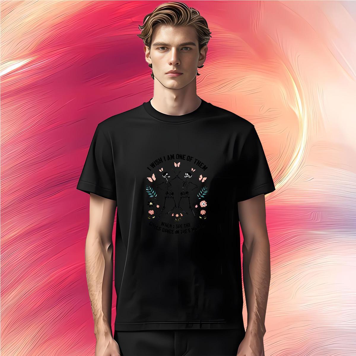 Soft T Shirts Men 230g Pure Cotton flower Sport Cartoon Print Crew Neck Men Clothes T-Shirt Stylist Wear