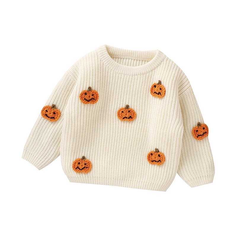 New Baby Boys and Girls Clothing Winter Orange Halloween Pumpkin Knitted Newborn Baby Unisex Sweatshirt Pulleys Purple Toddler JumperW240824