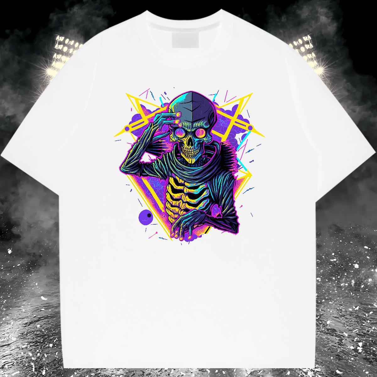 Soft Mens T Shirts 100% Cotton 230g skull Street wear Hip Hop Graphic Breathable Soft Couples T Shirts DIY Polos
