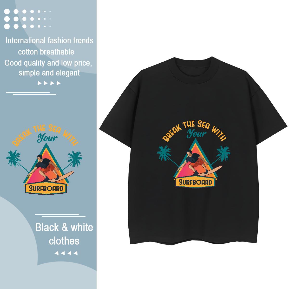 Free Shipping Unisex Tshirts 230g Cotton skateboarding Summer Casual T Shirts Women Round Neck Short Sleeve DIY Anime Tops Shirt