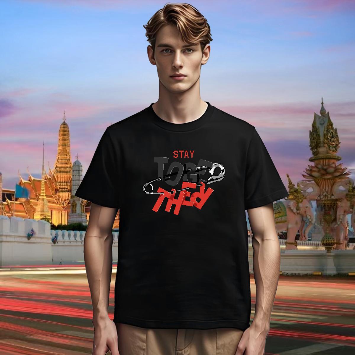 Cool Design Mens T Shirts 230g Pure Cotton letter Home Outdoor Black White Breathable Short Sleeve Men Tshirts Casual New Tees Shirts