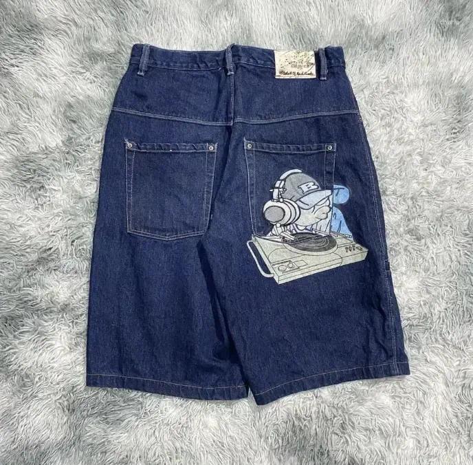 Men's Shorts Y2K Hip Hop Street Skateboard Rhinestone Loose Denim Gothic Rock Design Acid Washed High Waist Wide Leg Ins