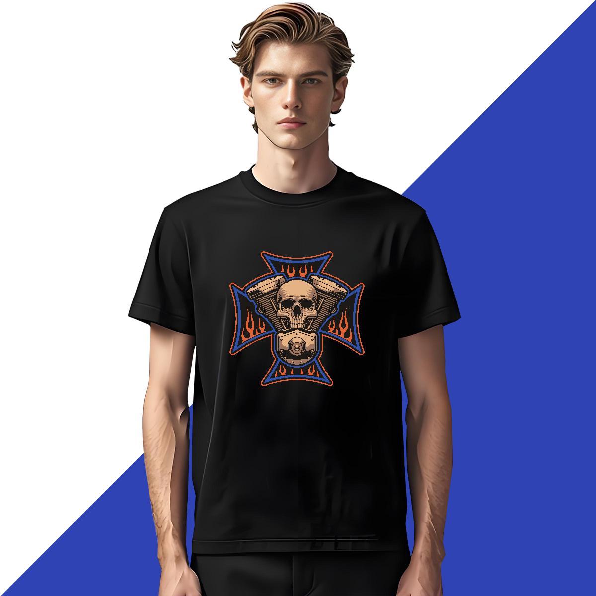 Wholesale Mens T Shirts 100% Cotton 230g skull Spring Summer Plus Size Cartoon O Neck Short Sleeves Men Clothes T-Shirt New Arrival Wear