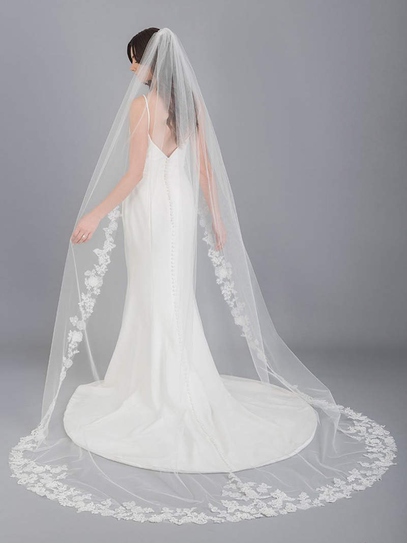 Lace Wedding Veils CathedralAppliques Veil Bridal Soft Tulle Headpiece Wraps Accessories