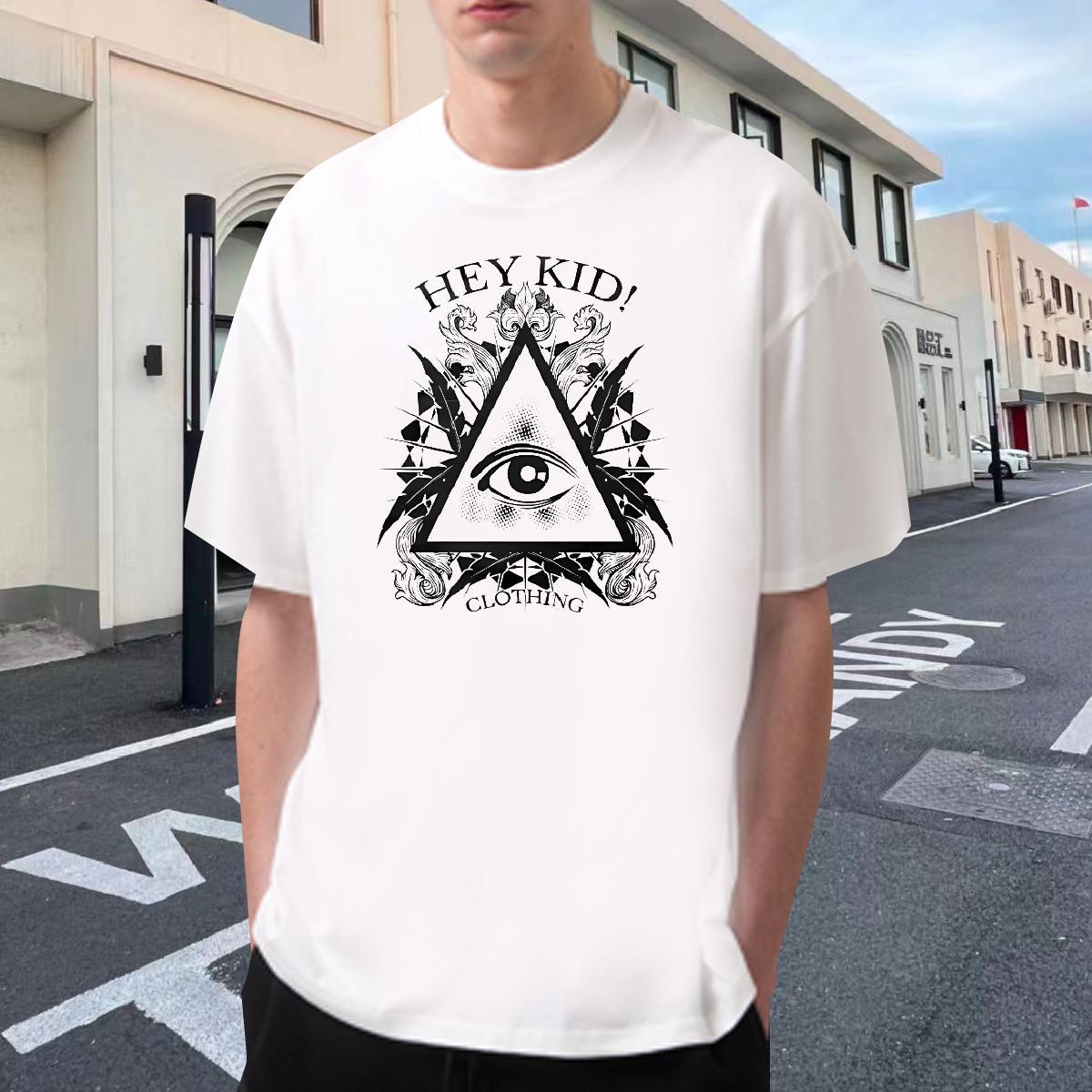 Loose Mens T Shirts 230g 100% Cotton eye of the devil Daily Wear Custom Anime Breathable Short Sleeve Men Tshirts Wholesale Tee Shirt