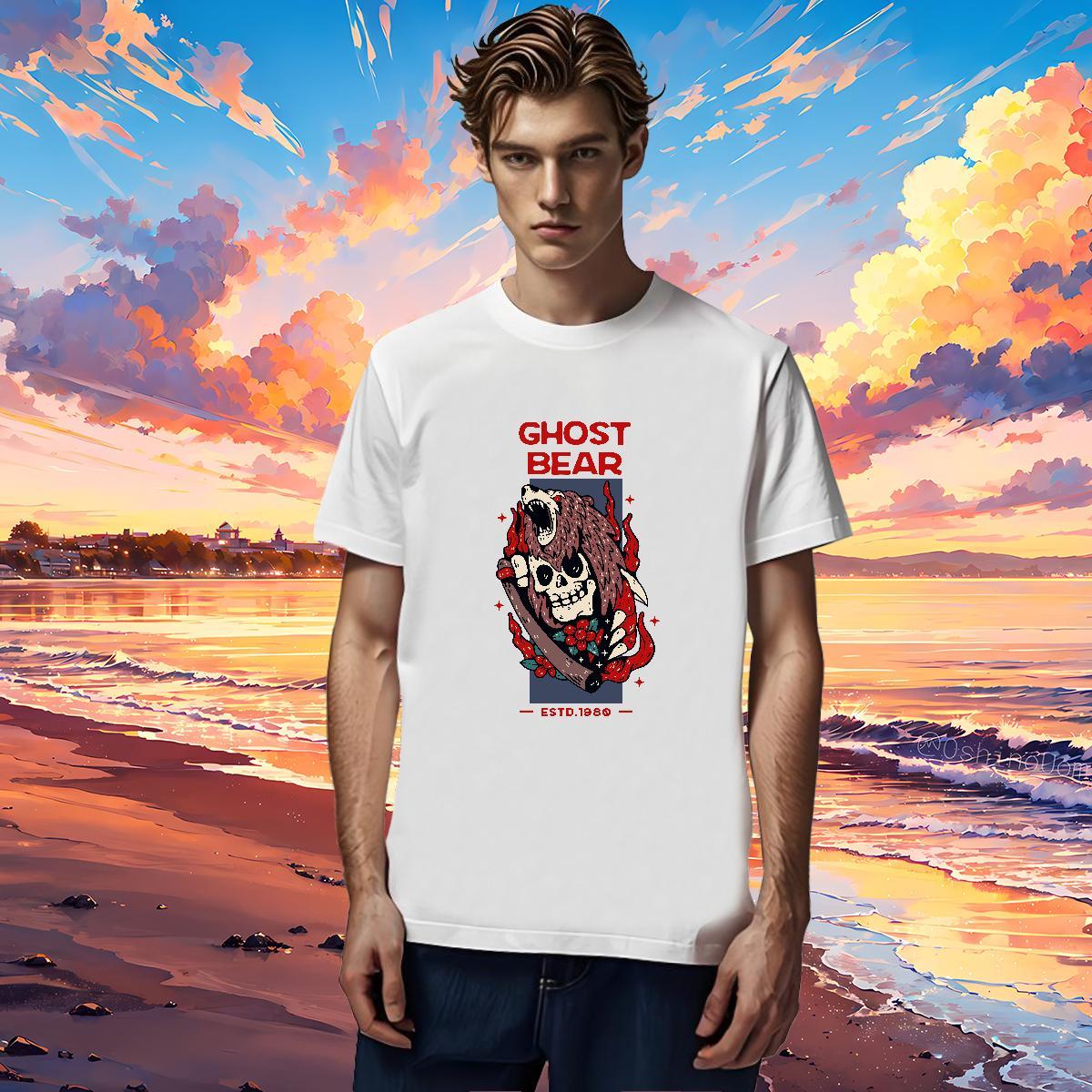 Loose Fit Mens T Shirts 100% Cotton 230g skull Street wear Hip Hop Graphic Breathable Crew Neck Men Tshirts Wholesale Wear