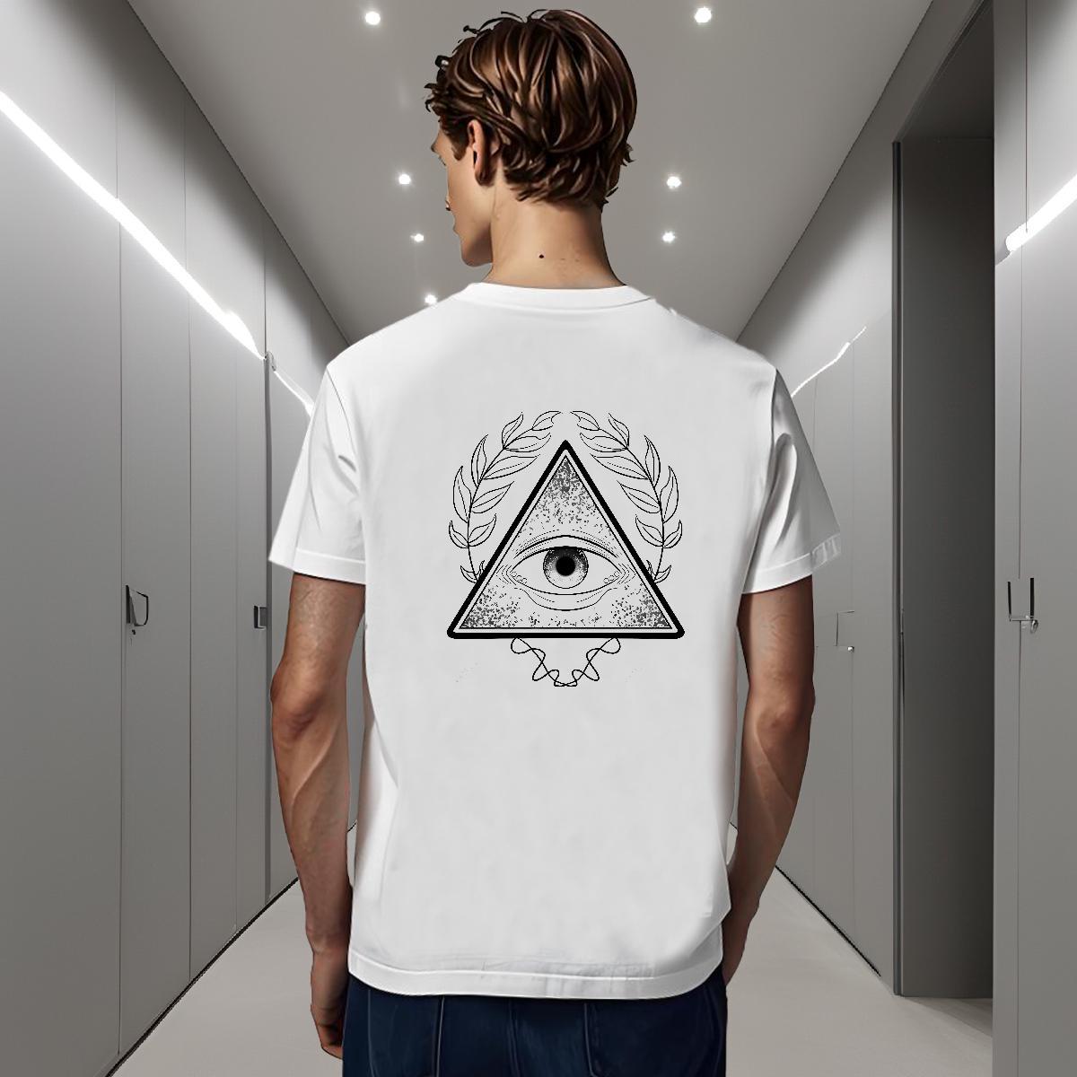 High Quality Man T Shirts 230g Cotton eye of the devil Sport Black Oversized Breathable Short Sleeve Mens Tshirts 2024 New Clothings