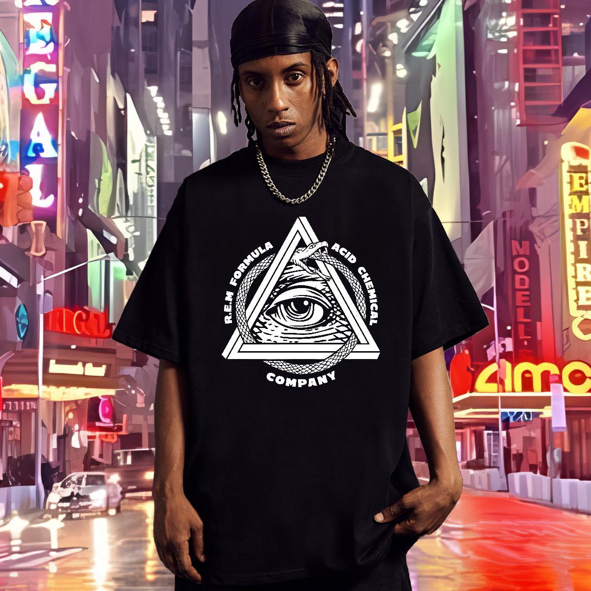 Free Shipping T-Shirts 230g 100% Cotton eye of the devil Sports Casual White Plus Size Round Neck Short Sleeve Men Tshirts Fashion Casual Clothes